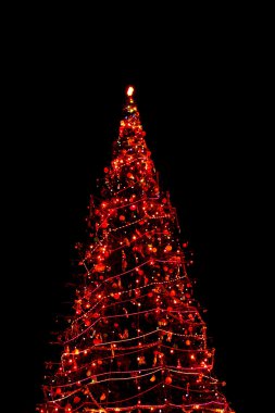 Geceleri parlayan yüksek Noel ağacı