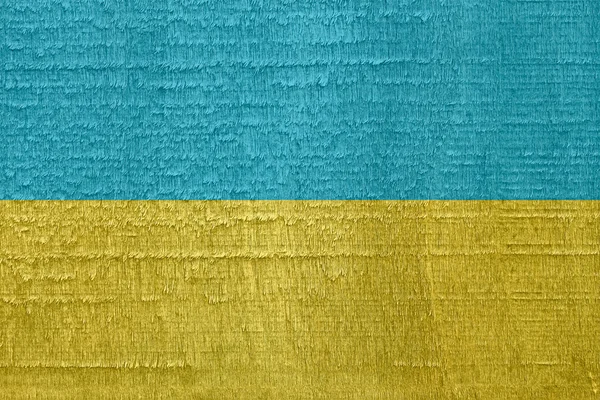 Flag of Ukraine on old dried wood texture — Stock Photo, Image