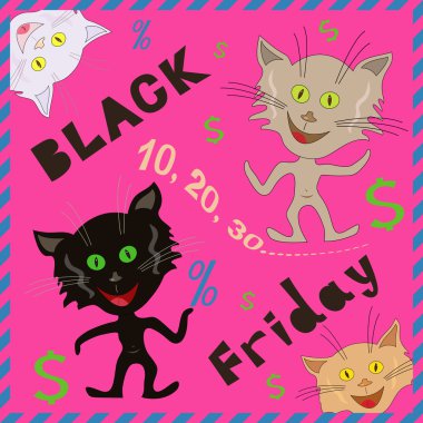 Funny cats announcing a Black Friday