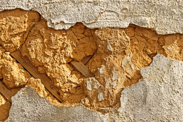 Detail einer alten Schlammmauer — Stockfoto