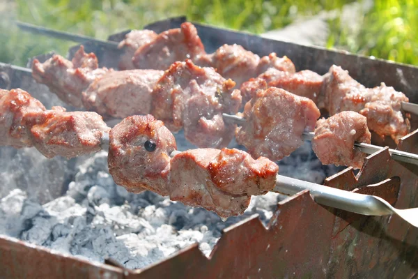 Shish kebab voorbereiding — Stockfoto