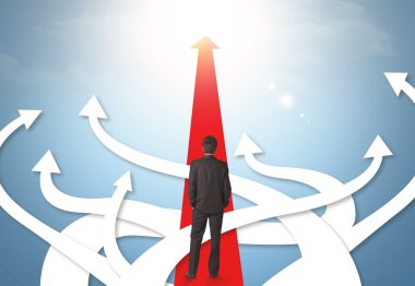 işadamı farklı yön okları ile