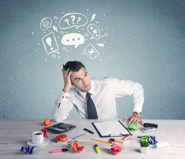 Business person in doubt and confused — Stock Photo, Image