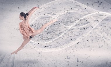 Performans balet enerji patlama parçacık ile atlama