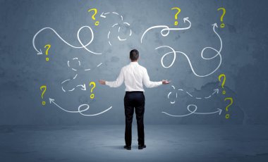 Soru işaretleri olan güvenilmez iş adamı