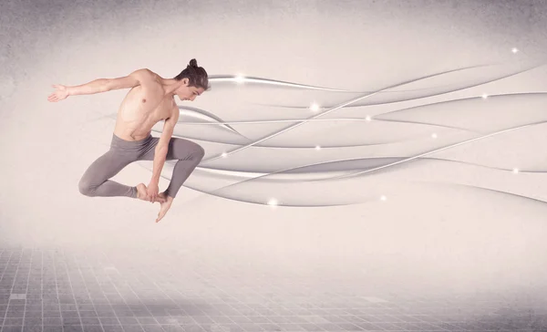 Ballet dancer performing modern dance with abstract lines