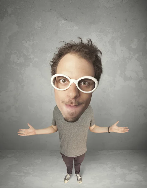 Funny person with big head — Stock Photo, Image