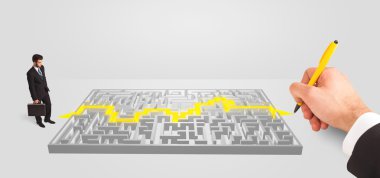 işadamı önünde bir labirent ile çözüm