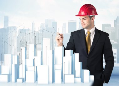 İşadamı çizim gökdelenler