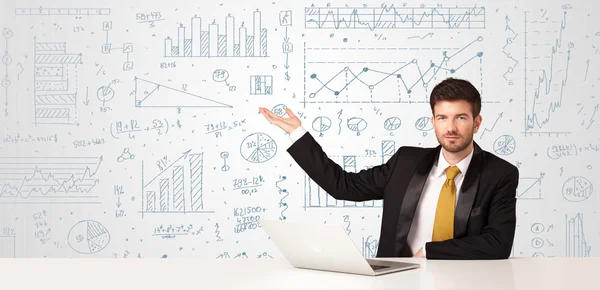 Businessman with diagram background — Stock Photo, Image