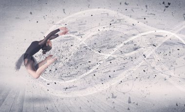 Performans balet enerji patlama parçacık ile atlama