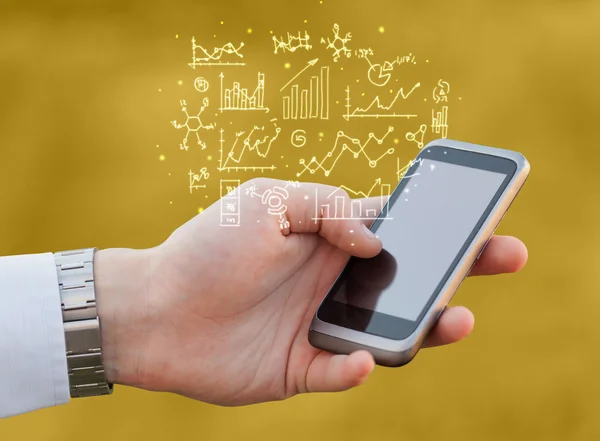 Smartphone with business scheme — Stock Photo, Image