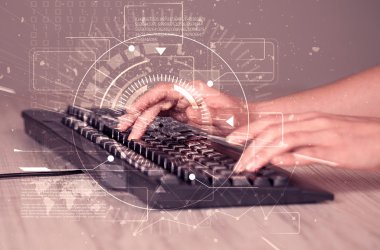 Yüksek teknoloji kullanıcı arayüzü grafikli klavye