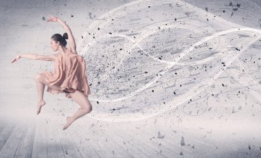 Performans balet enerji patlama parçacık ile atlama
