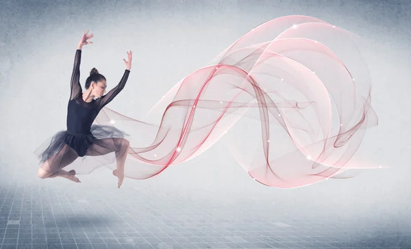 Dancing ballet performance artist with abstract swirl — Stock Photo, Image