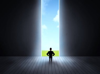 işadamı kapı açmak için yürüyüş