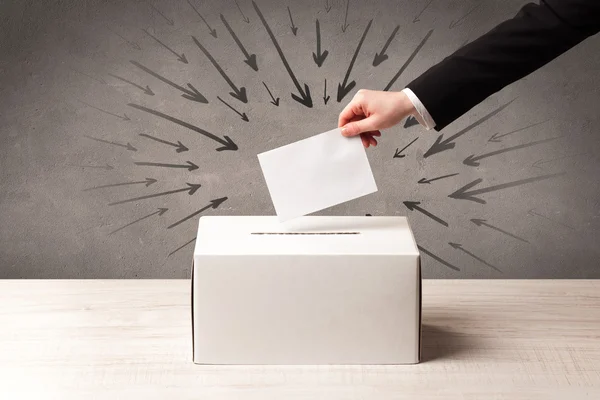 Close up of a ballot box and casting vote — Stock Photo, Image