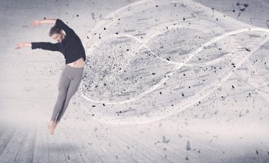 Performans balet enerji patlama parçacık ile atlama