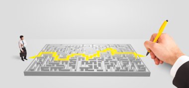 işadamı önünde bir labirent ile çözüm