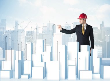 İşadamı çizim gökdelenler