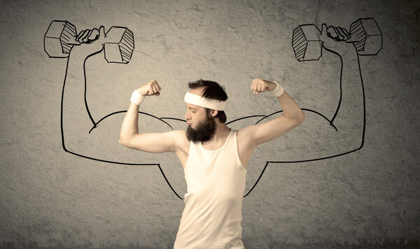 Худой мужчина хочет быть сильным