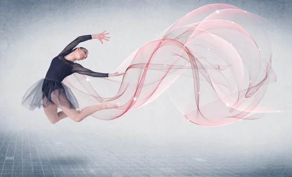 Dansen ballet performance kunstenaar met abstracte werveling — Stockfoto