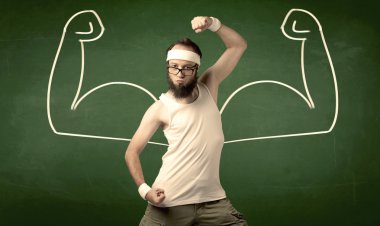 Sıska öğrenci kas istiyor.