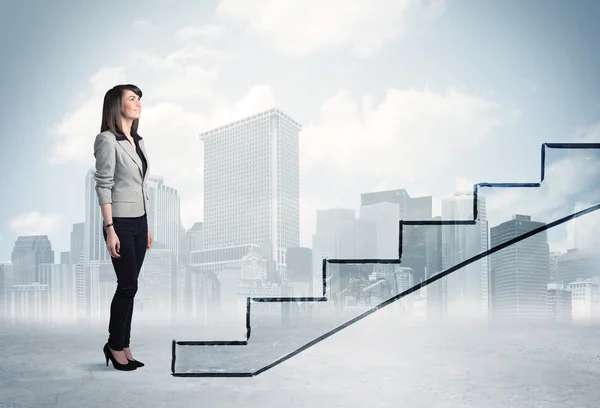 Persona de negocios frente a una escalera — Foto de Stock