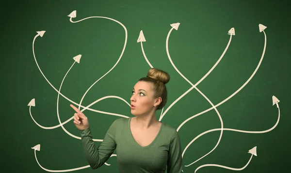 Beautiful girl thinking a solution — Stock Photo, Image