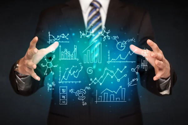 Przytrzymanie ręka diagramy biznesowe — Zdjęcie stockowe