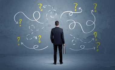 Soru işaretleri olan güvenilmez iş adamı