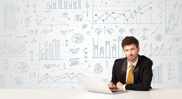 Businessman with diagram background — Stock Photo, Image