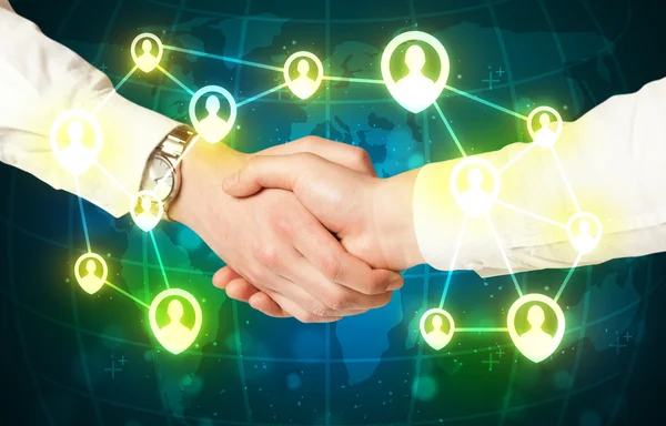 Handshake, social netwok concept — Stock Photo, Image