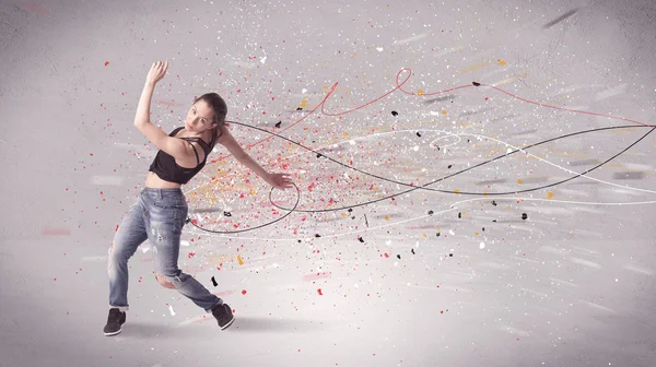 Urban dancing with lines and splatter — Stock Photo, Image