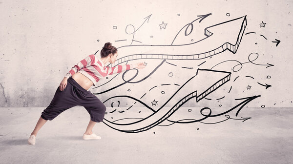 Street dancer with arrows and stars