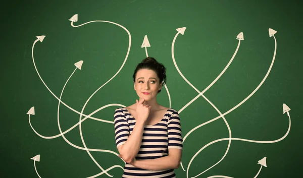 Beautiful girl thinking a solution — Stock Photo, Image