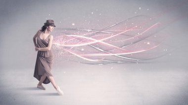 Parlak çizgileri olan eğlenceli şehir dansçısı.