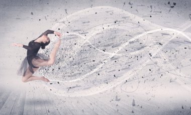 Performans balet enerji patlama parçacık ile atlama