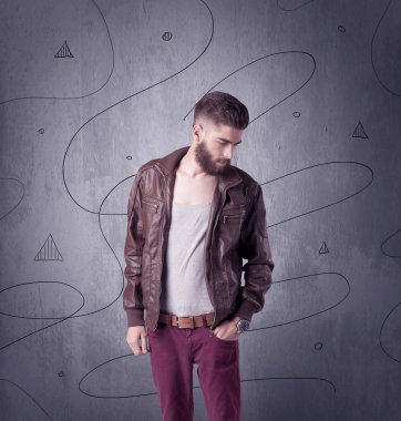 Sakallı ve klasik kameralı hippi.