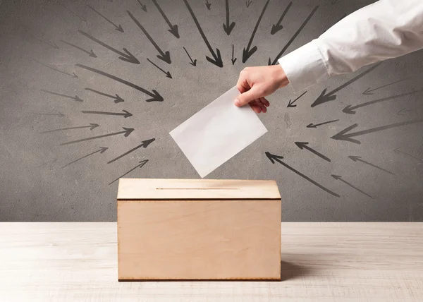 Close up of a ballot box and casting vote — Stock Photo, Image