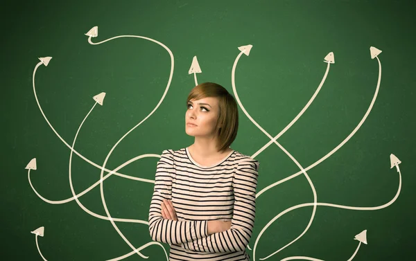 Beautiful girl thinking a solution — Stock Photo, Image