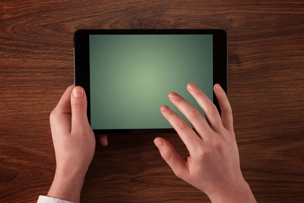 Business hands holding tablet — Stock Photo, Image