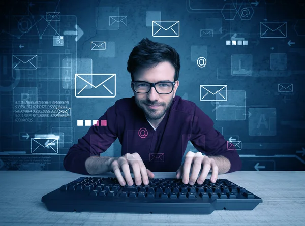 Intruder hacking email passcodes concept — Stock Photo, Image