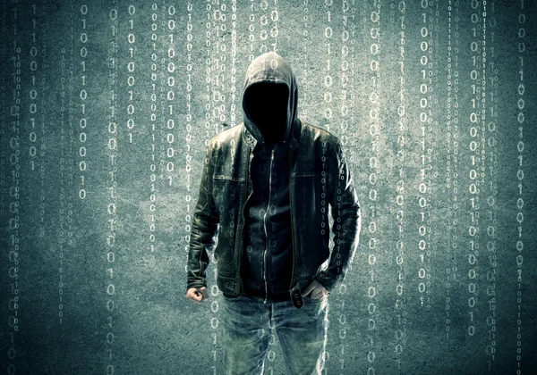 Arga mystiska hacker med siffror — Stockfoto