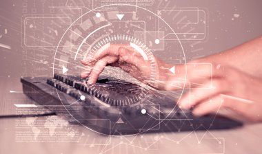 Yüksek teknoloji kullanıcı arayüzü grafikli klavye