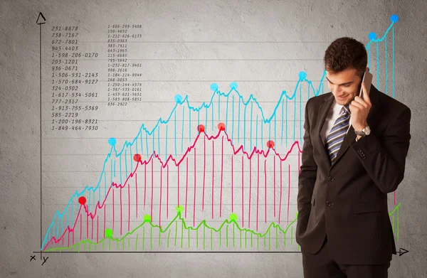 Színes diagram számokkal és üzletemberrel — Stock Fotó