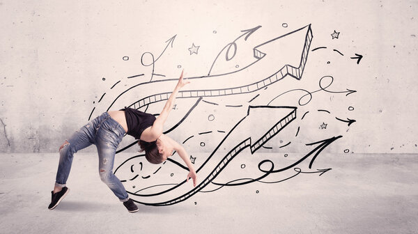 Street dancer with arrows and stars