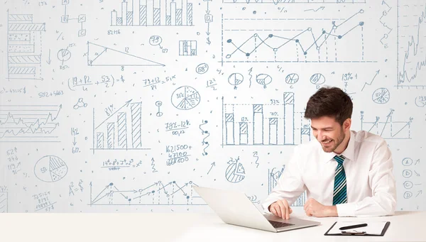 Podnikatel s pozadím diagramu — Stock fotografie
