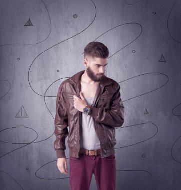 Sakallı ve klasik kameralı hippi.