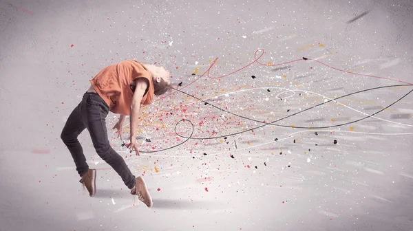 Urban dancing with lines and splatter — Stock Photo, Image